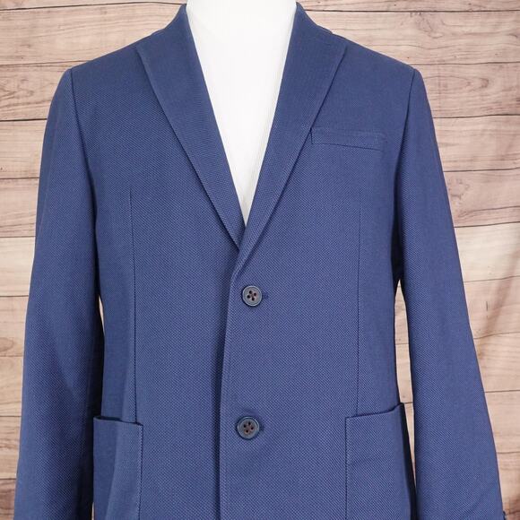 Ben Sherman Blazer Mens 40R Navy Cotton Stretch Sport Coat Two Button CLERE - Picture 1 of 10